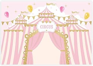 Allenjoy 7x5ft Pink Circus Backdrop Carnival Carousel Big Top Tent First 1st Background