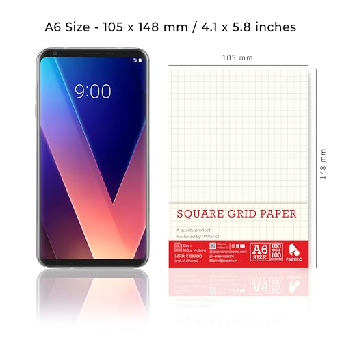 Image of PaperO A6 Square Loose Leaf Grid Paper /Sheets, 5mm Graph Pages, 100 GSM Thick Paper, 100 Pages, Kraft Cover, 4.1 x 5.8 Inch, Refillable Binder Sheets for Architects, Designers, Drawing & Sketching