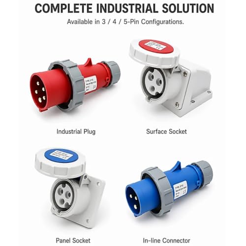 Base de enchufe industrial angular 16A 5P con estanqueidad IP67 de 220-415V 4