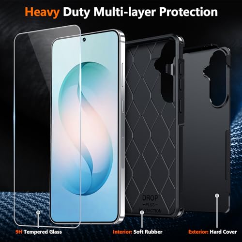 SPIDERCASE Designed for Samsung Galaxy S26 Case, [10 FT Military Grade Drop Protection], 2 Pack [Tempered Glass Screen Protector+Camera Lens Protector] Heavy Duty Shockproof Case,Black by SPIDERCASE - Image 5