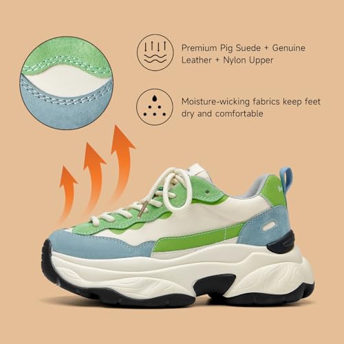 Image of BEAU TODAY Womens Chunky Sneakers, Chunky Shoes for Women, Lace up Comfortable Fashion Dad Sneaker