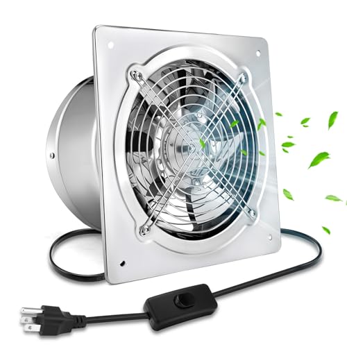 JOHAHTANG Exhaust Fan 8 Inch, 576 CFM Ventilation Extractor Fan with Damper, Wall Mount Household Ventilation Fans, Potable Metal Attic Exhaust Fan for Bathroom, Toilets, Kitchen, Bedroom and Office