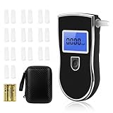 Yanbaozi Alkoholtester Digital mit LCD Display, Tragbarer Atemalkoholtester mit Halbleiter-Sensor, Schnelles Alkoholmessgerät mit 20 Mundstücken, Kompakter Promille Tester für Zuhause und unterwegs