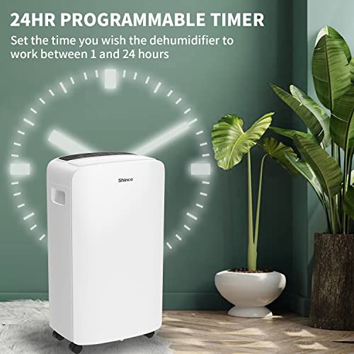 Image of Shinco 40 Pints Dehumidifier for Home and Basements, 2000 Sq.Ft Dehumidifiers with Drain Hose, Auto or Manual Drainage, Auto Defrost, Quietly Remove Moisture, Intelligent Humidity Control, 24HR Timer