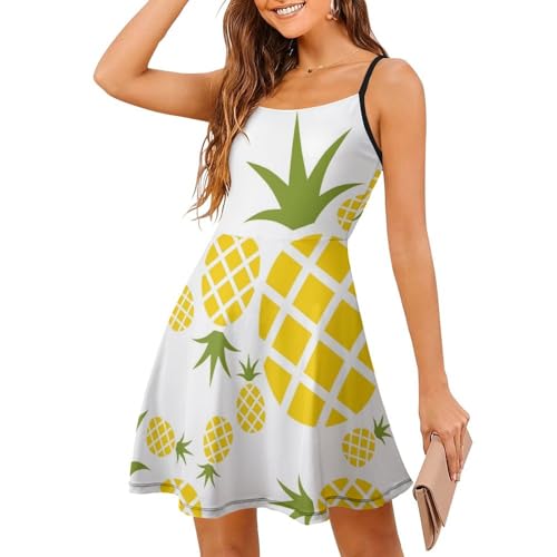 Robe d'été imprimé ananas avec jupe courte fluide et légère