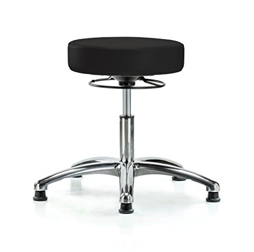Image of Perch Chrome Medical Stool, 360 Ring, Glides, 18 inch-23 inch, Black Vinyl