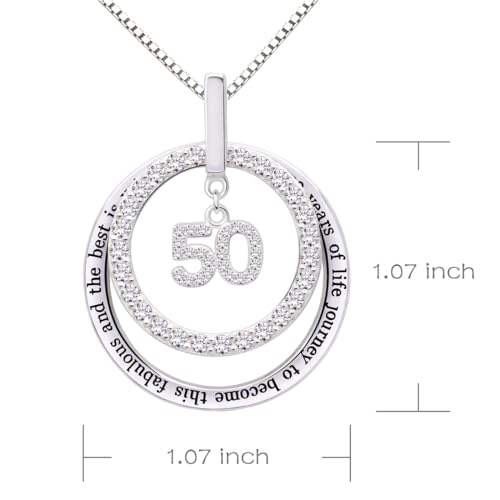 ALOV Jewelry Sterling Silver 50th Birthday It Took 50 Years of Life Journey to Become This Fabulous and the Best is Yet to Come Cubic Zirconia Pendant Necklace3
