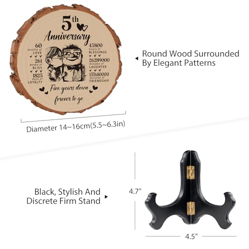 5th Wedding Anniversary Romantic Gifts for Husband from Wife Wooden anniversary Wedding gifts for Him/Her - Image 2