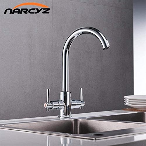 Robinet mural double chrome pour lavabo au design rond rétro - 3