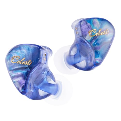 QOA Kinera Celest Wyvern シアン インイヤーモニター 3.5mm HiFi 有線イヤホン ハーマンカーブチューニング付き 10mm LCP 液晶 ダイナミック ドライバー IEM ヘッドフォン 樹脂ハウジングとハンドペイド パターン (ブルー)