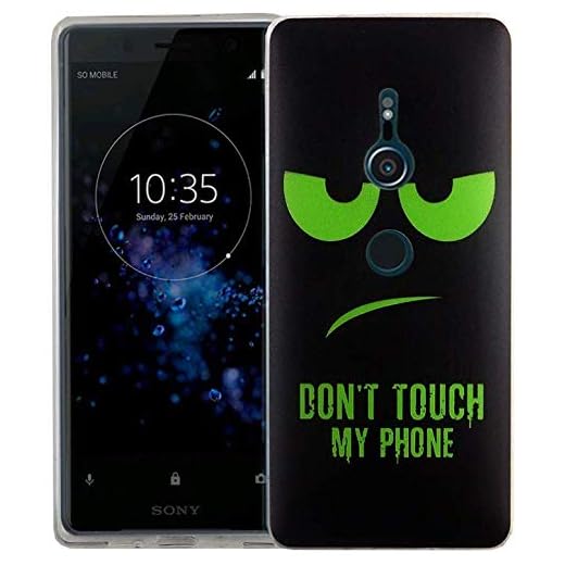 König design mobilskal kompatibel med Sony silikon skal skydd stötsäkert bakskal mobilskal, Sony Xperia XZ2, Don't touch my Phone Grün Schwarz