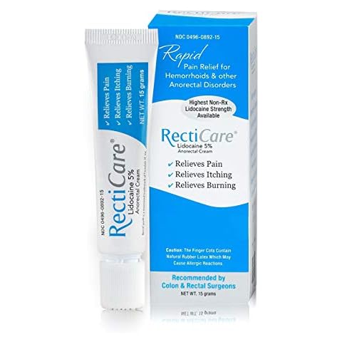 Recticare Anorectal Lidocaine 5% Cream: Treatment for Hemorrhoids & Other Anorectal Disorders - 15g Tube Cover