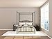 Deluxe Design Queen Size Metal Canopy Bed Frame with Ornate European Style Headboard & Footboard Sturdy Steel Holds Perfectly Fits Mattress Easy DIY Assembly, Black