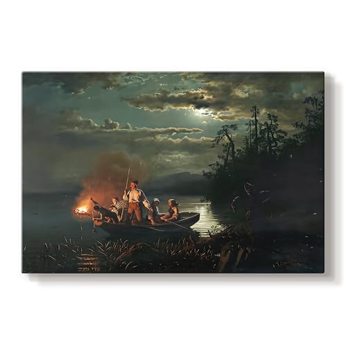 Hans Gude & Adolph Tidemand | Fishing on Lake | Canvas Wall Art | LT629