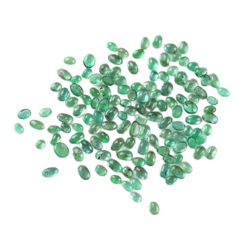 Émeraude zambienne 5x3 mm en cabochon pour création de bijoux | Lot de 100 pierres en vrac