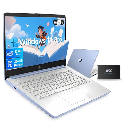 HP (エイチピー) 2025 新学生ビジネスノートパソコン 32GB RAM 384GB ストレージ (128GB UFS+256GB MSD) 14インチHDスクリーン Intel N150 CPU Windows 11 Pro ノートパソコン Wi-