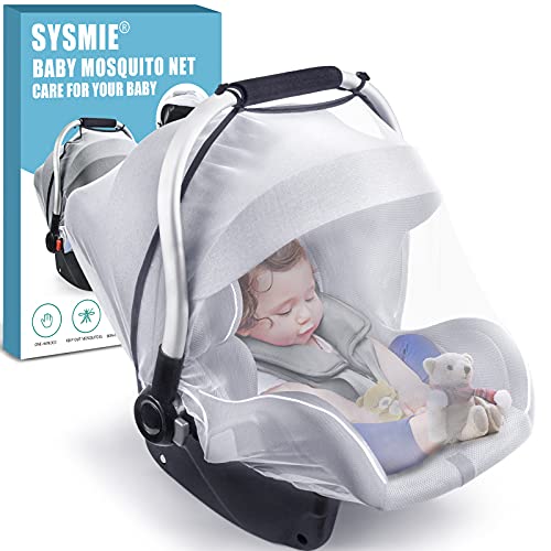 Stroller Mosquito Net for Car Seat, Infant Stroller and Bassinets,Carrier and Cradles,Breathable with Fixation Buttons for Easy Fitting, Portable Durable & Long Lasting Insect Shield Netting (White)