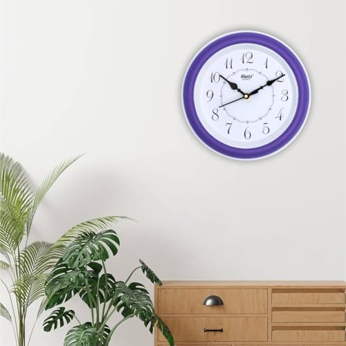 Image of Matiz Analog 30 cm X 30 cm Wall Clock | Brown | with Glass | Standard| 107 Purple