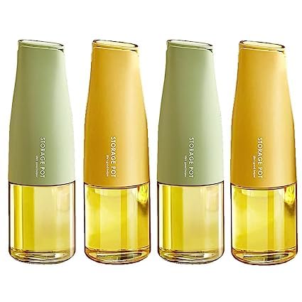 Image of Auto Flip Kitchen Oil Bottles For Olive Oil And Vinegar Oil Dispenser Bottle Automatically Open and Close Oil Pot for Kitchen (Pack of 2) (auto open close)