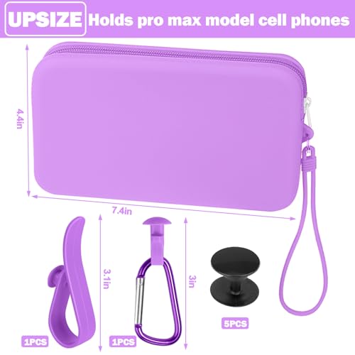 Image of Mity rain Silicone Wallet for Bogg Bag Phone Holder | Accessories Set for Bogg Bag Contain 2PCS Key Holder and Large Capacity Silicone Zipper Bag for Beach Bags Tote Bag (Purple)
