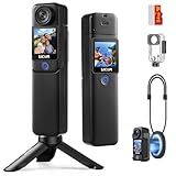SJCAM C300 4K vlogカメラ C300Pocket｜防水30M｜7時間持続バッテリー｜デュアルタッチスクリーン｜154°視野角ポケットハンドヘルドカメラ｜6軸安定化POVカメラ｜8倍ズームウェアラブルボディカム｜ビデオログカメラ｜三脚 磁気吸着ストラップ 64GBカード｜ブラック