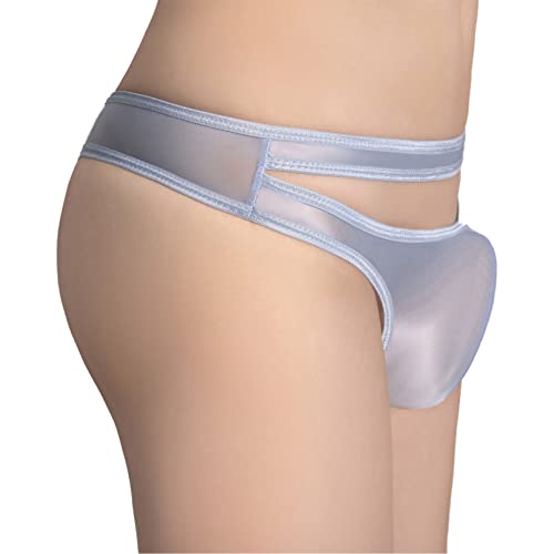 AGJGFM Men's Cut Out Low Rise Silky Briefs Shiny Glossy Stretchy See Through Panties Thongs Underwear