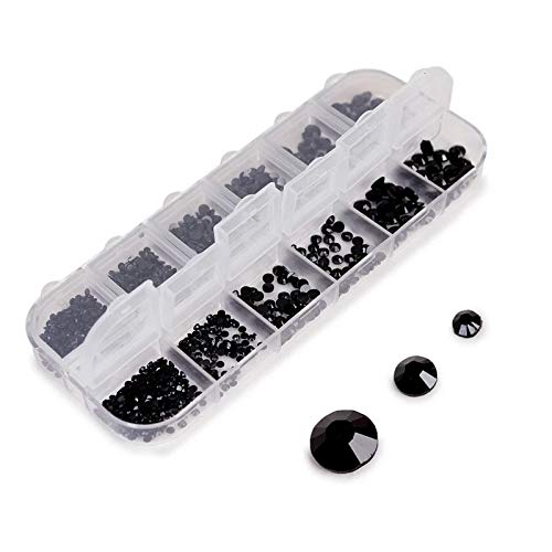 Paillettes per Nail Art 1500 pz/Scatola Nero Nail Rhinestone Multi-Size Flat Bottom Access Accessori da Te Manicure Nail Art Decorazione 3D 1/2 / 3mm per Unghie