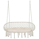 Outsunny 2-Person Hammock Chair Macrame Swing with Soft Cushion, Hanging Cotton...