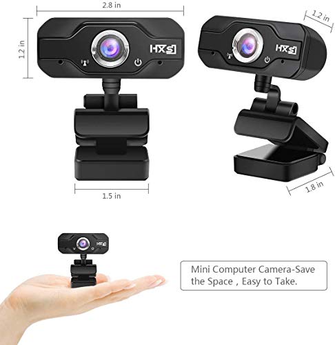 HD Webcam, EIVOTOR PC Webcam 720P USB Mini Computer Camera Built-in Mic, Flexible Rotatable Clip, for Laptops and Desktop, Black