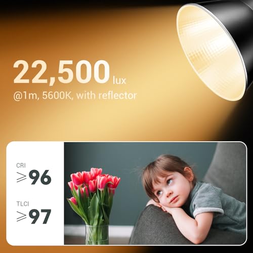 Image of Godox ML60IIBi Bi-Color LED Video Light,70W Portable COB Continuous Output Lighting 2800K-6500K CRI 96+ /TLCI 97+,11 FX Effects, APP Control Ultra-Quiet Handheld LED Light with AK-B01 Battery Base