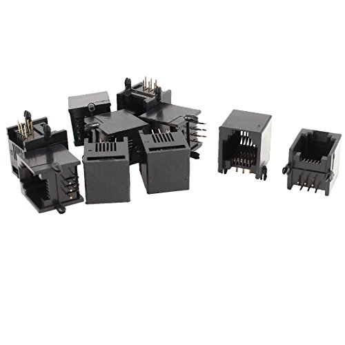 sourcing map 10pcs Adapter RJ11 6P6C Modularstecker Buchse PCB Sockelmontage Telefon Anschlüs Kupplung Schwarz