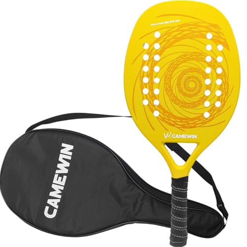 Raquete Para Beach Tennis Profissional Em Fibra Carbono Com Capa Protetora - Camewin