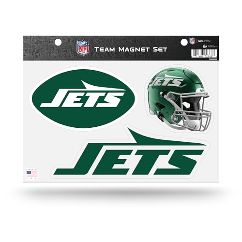 Rico Industries NFL Football New York Jets 3 Piece Team Magnet Set 8.5" x 11" - Home Décor - Regrigerator, Office, Kitchen