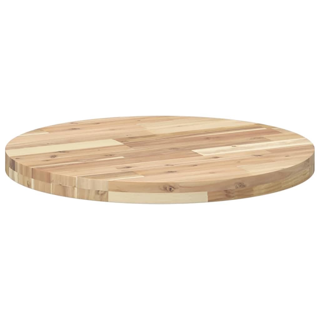 Piano da tavolo rotondo Ø 60 x 4 cm, in legno massiccio di acacia, piano di lavoro di ricambio per mobili, accessori fai da te, bricolage, ristrutturazione, bordo dell'albero, ufficio, sala da pranzo