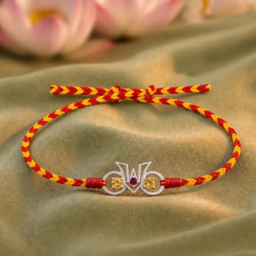 Image of Unniyarcha 925 Sterling Silver God Blessings Rakhi for Men | Certified Silver Raksha Bandhan Rakhi for Brother (Jaggannath ji Tilak)