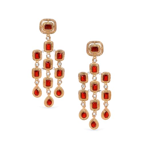Image of Rubans American Diamond & Crystal Chandelier Earrings Stylish Trendy Jewellery Gift for Women & Girls