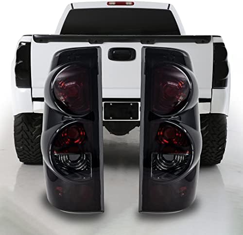 CPW Tail Lights Compatible with [1999 2000 2001 2002 2003 2004 2005 2006 Chevrolet Silverado] [2007 Classic Body] [1999-2003 GMC Sierra] Tail lights (Black Smoke)