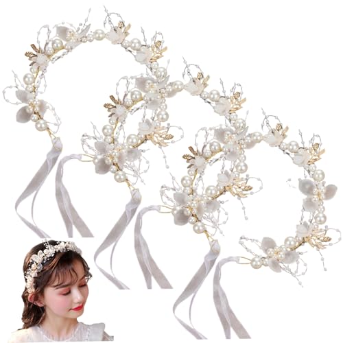 Casque fille fleur avec ruban pour accessoire cheveux de fête de mariage