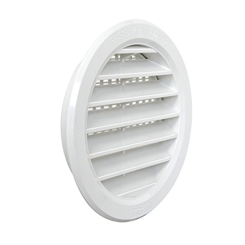 First Plast Gitter, rund, zum Einbauen Mit Fliegengitter d.100, Lüftung, 70°cm², Weiß