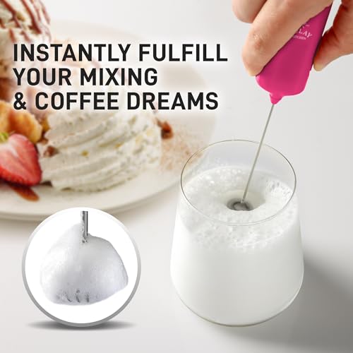 Image of Mini & Mighty Milk Frother Wand - Powerful Handheld Coffee Frother, Battery Operated Drink Mixer - Compact Pocket Size - Detachable Whisk for Latte, Cappuccino, Matcha, Hot Chocolate