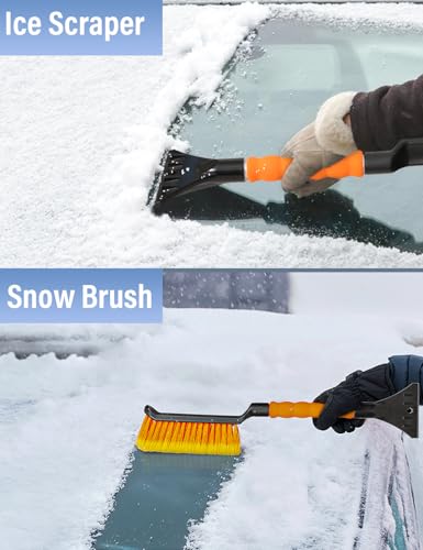 Image of Autovir 17 inch Snow Brush & Ice Scraper for Car Windshield Small Snow Brush | Heavy-Duty Snow Removal Tool | Ergonomic Foam Grip | Essential Car Winter Accessory | Efficient Snow Clearing Brush