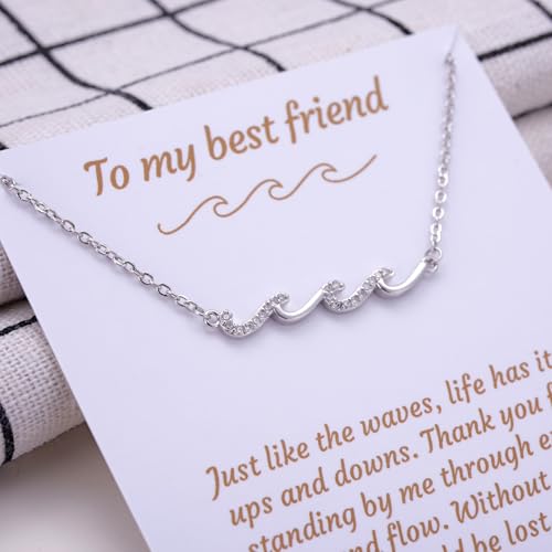 Kvekstio To My Best Friend Wave Charm Adjustable Necklace Gifts for Bestie BFF Soul Sisters, Wave Gift for Friendship Day4