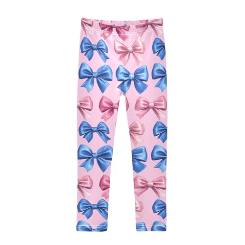 Girls Leggings Blue Bows Pink Soft Toddler Leggings for Girls Kids Pants Size 4T-10T