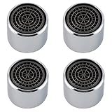 Hibbent 4 Pack Faucet Aerator, Kitchen Sink Aerator Shell with Built-in Filter, 55/64 Female Thread Bathroom Faucet Filter, Splash-Proof, Chrome Finish