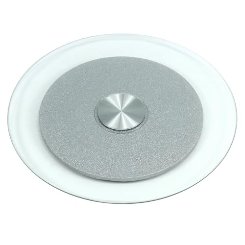 QWORK® Plateau de Service Rotatif Lazy Susan en Verre Trempé, Plateau Tournant Pivotant, 50 cm