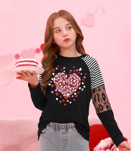 Image of BesserBay Girls St Patrick's Day Raglan Shirt Irish Sequin Lucky Stripe Shamrock Graphic Top 4-14 Years