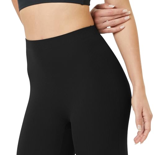 keriffe Women's Flare Yoga Pants Ribbed Seamless High Waisted Workout Bootcut Leggings Tummy Control2