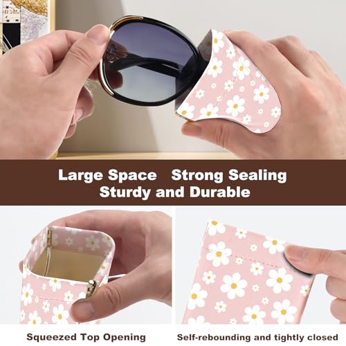 Image of Anikathy 2Pcs Sunglass Eyeglass Glasses Case Soft PU Leather with Cleaning Cloth Portable Glasses Pouch Bag for Men Women