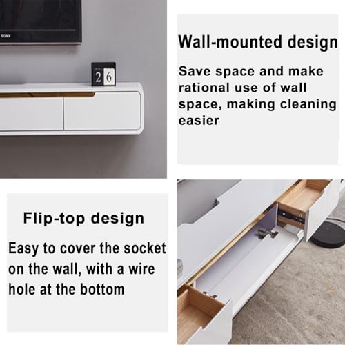 Meuble TV flottant pour console multimédia murale et grand banc de rangement - 7