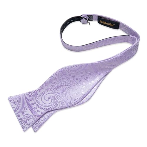 Image of DiBanGu Paisley Bow Ties for Men Silk Self Tied Bowtie and Pocket Square Cufflinks with Lapel Pin for Wedding Party